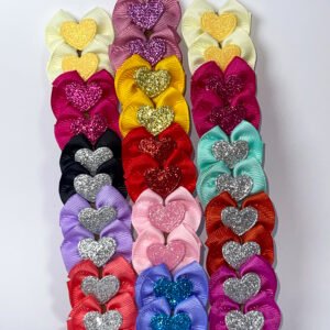 Laços Heart em glitter