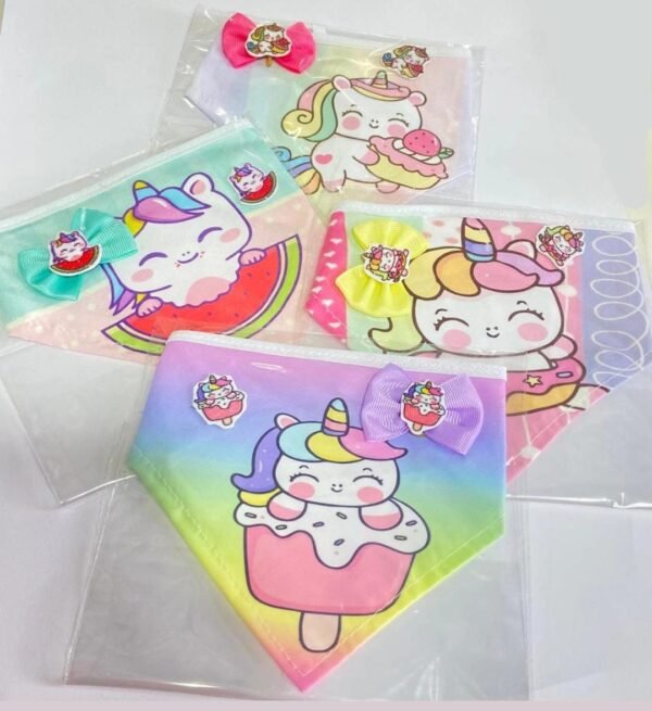 Kit bandana + laço + adesivo UNI CUTE