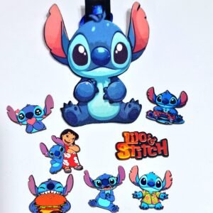 Kit gravata 3D + adesivo Stitch