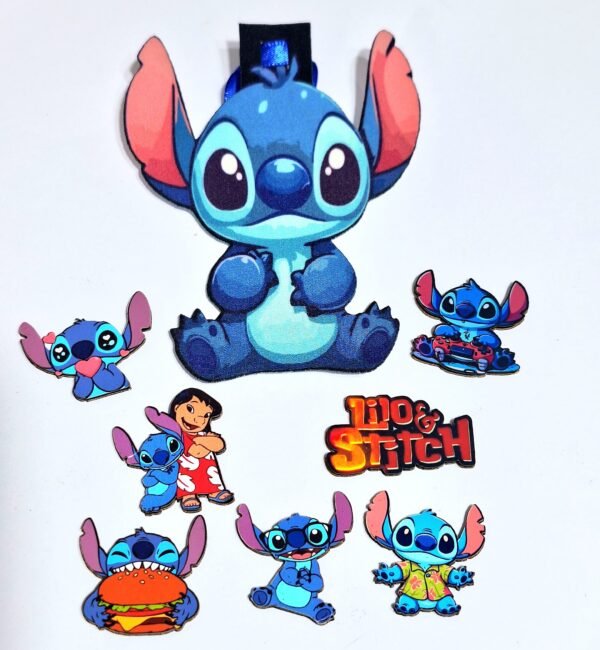 Kit gravata 3D + adesivo Stitch