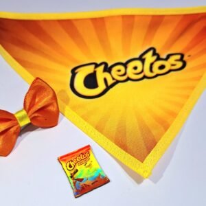 Kit Bandana M + Laço + adesivo Cheetos