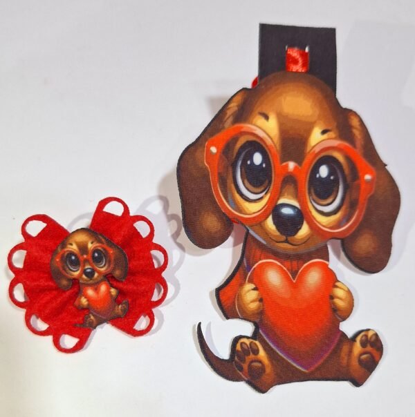 Kit Gravata de Fêmea 3D + Laço  - Dog Love (01 uni)