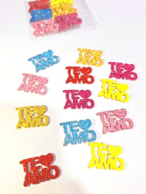 Adesivos temático glitter Te Amo - (10 uni cores dif.) PROMO - Image 2