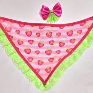 Kit Bandana M + Laço Morango do Amor Pink