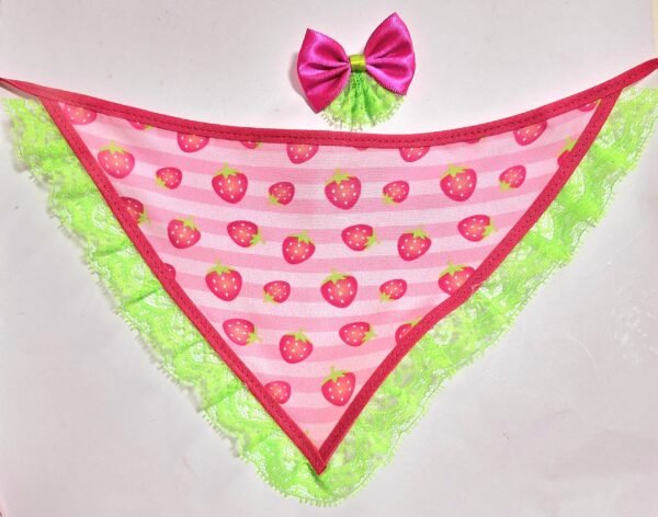 Kit Bandana M + Laço Morango do Amor Pink